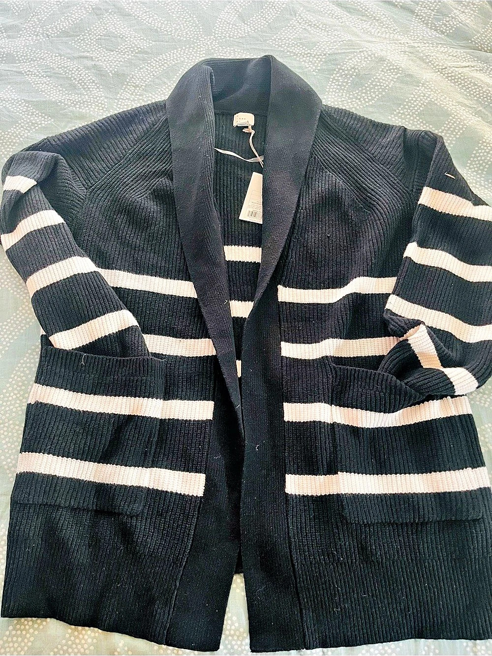 a new day Striped Cardigan Black & White Medium NWT